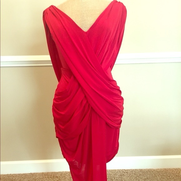 BCBGMAXAZRIA Elize draped red dress size S - Picture 3 of 4